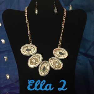 Ella 2 Silk Wrapped Crystal Necklace Set